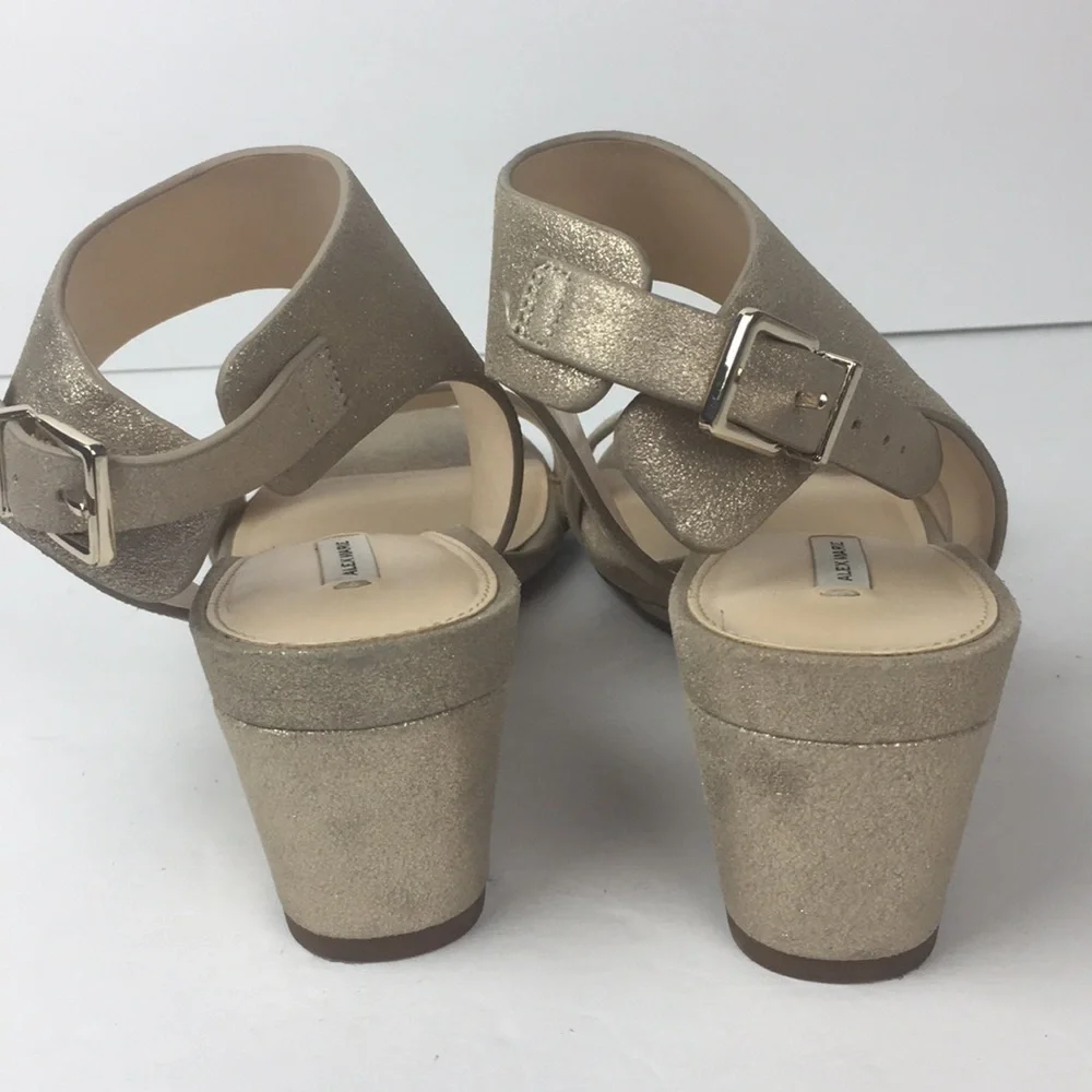 Alex Marie Spark Glittery Gold Strappy Wedges 10